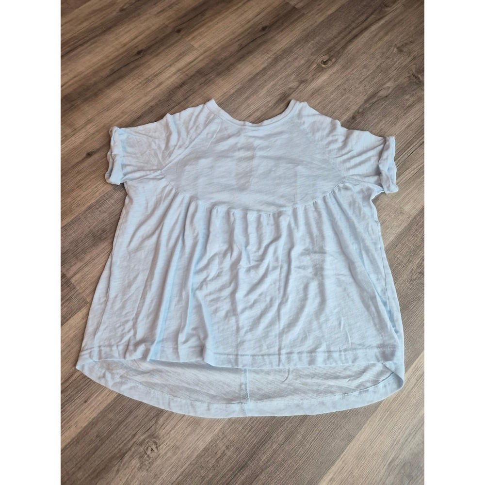 American Eagle Womens XS Light Blue Babydoll Top Keyhole Back Short Sleeve Shirt